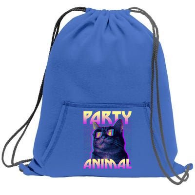 Funny Retro 80s Eighties Party Animal Cat Sweatshirt Cinch Pack Bag