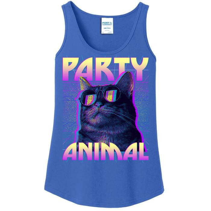 Funny Retro 80s Eighties Party Animal Cat Ladies Essential Tank