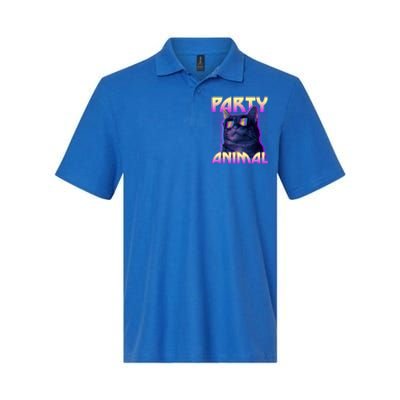 Funny Retro 80s Eighties Party Animal Cat Softstyle Adult Sport Polo