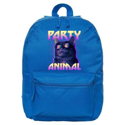 Funny Retro 80s Eighties Party Animal Cat 16 in Basic Backpack