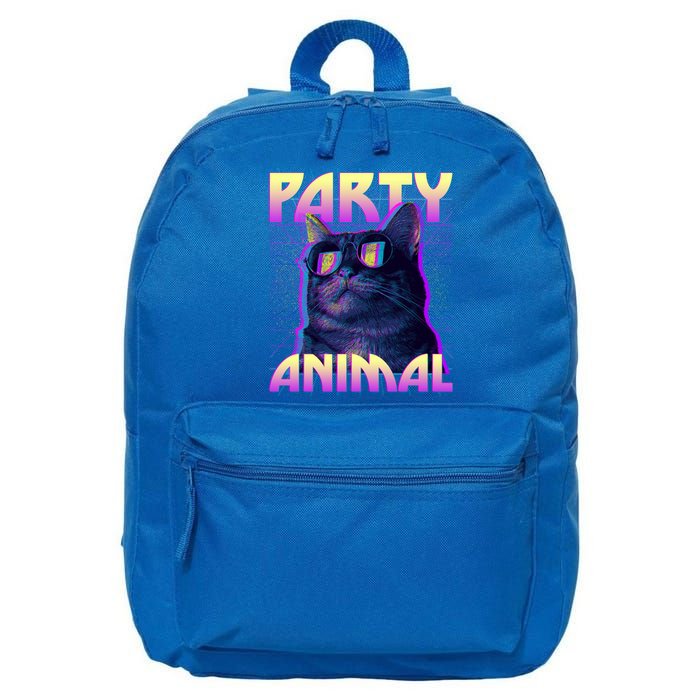 Funny Retro 80s Eighties Party Animal Cat 16 in Basic Backpack