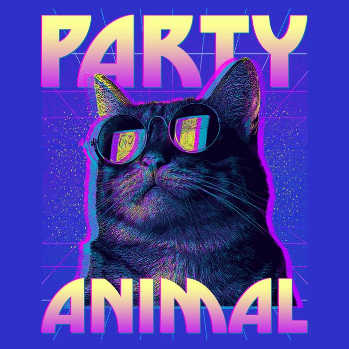 Funny Retro 80s Eighties Party Animal Cat 16 in Basic Backpack