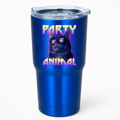 Funny Retro 80s Eighties Party Animal Cat Tumbler