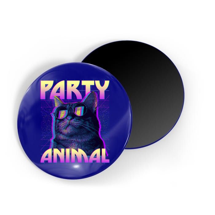 Funny Retro 80s Eighties Party Animal Cat Magnet