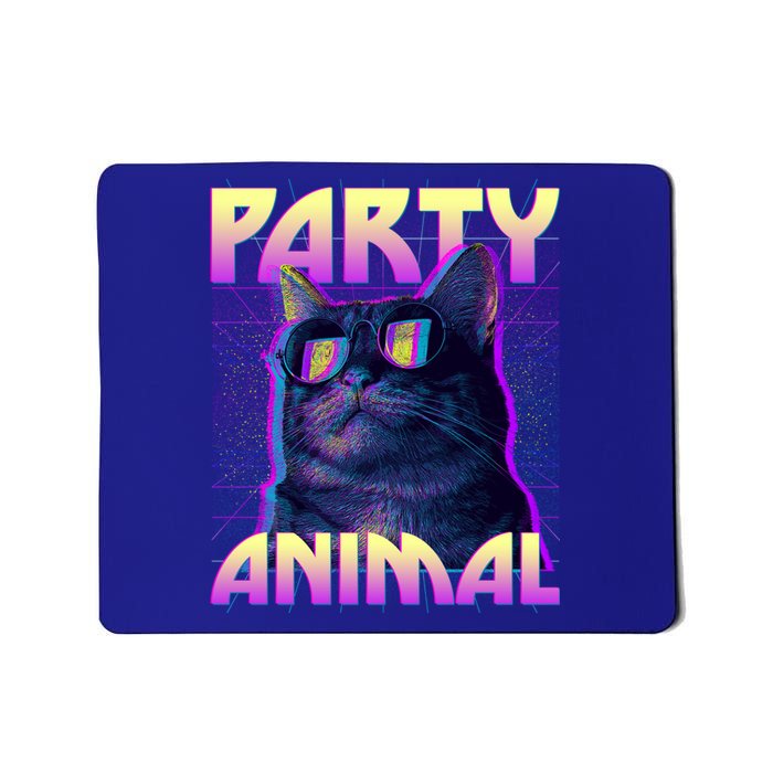 Funny Retro 80s Eighties Party Animal Cat Mousepad