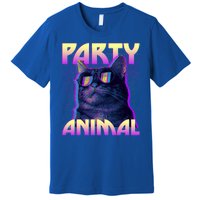 Funny Retro 80s Eighties Party Animal Cat Premium T-Shirt