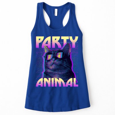 Funny Retro 80s Eighties Party Animal Cat Womens Tank Top