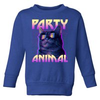 Funny Retro 80s Eighties Party Animal Cat Toddler Sweatshirt