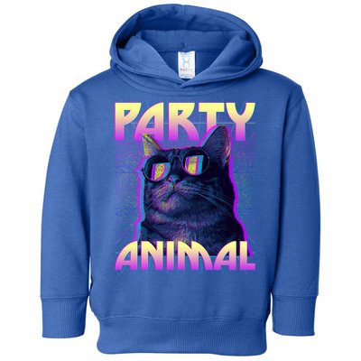 Funny Retro 80s Eighties Party Animal Cat Toddler Hoodie