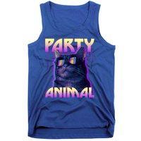 Funny Retro 80s Eighties Party Animal Cat Tank Top