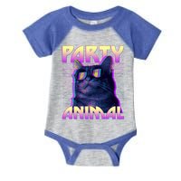 Funny Retro 80s Eighties Party Animal Cat Infant Baby Jersey Bodysuit