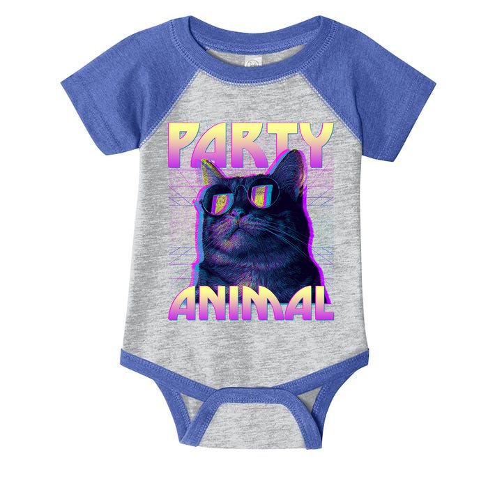 Funny Retro 80s Eighties Party Animal Cat Infant Baby Jersey Bodysuit