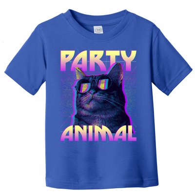 Funny Retro 80s Eighties Party Animal Cat Toddler T-Shirt
