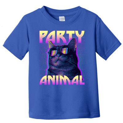 Funny Retro 80s Eighties Party Animal Cat Toddler T-Shirt