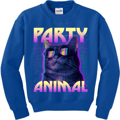 Funny Retro 80s Eighties Party Animal Cat Kids Sweatshirt