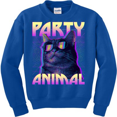 Funny Retro 80s Eighties Party Animal Cat Kids Sweatshirt