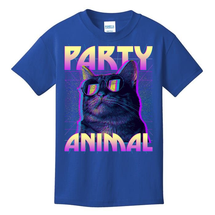 Funny Retro 80s Eighties Party Animal Cat Kids T-Shirt