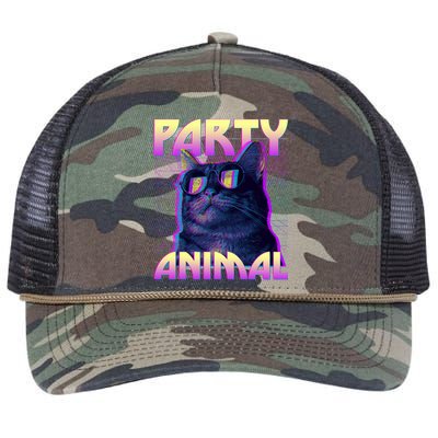 Funny Retro 80s Eighties Party Animal Cat Retro Rope Trucker Hat Cap