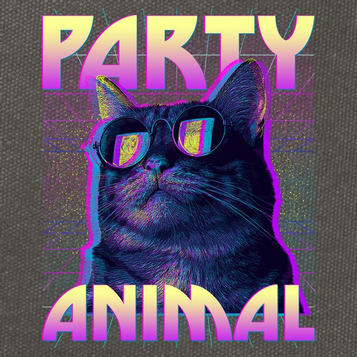 Funny Retro 80s Eighties Party Animal Cat Cotton Canvas Backpack