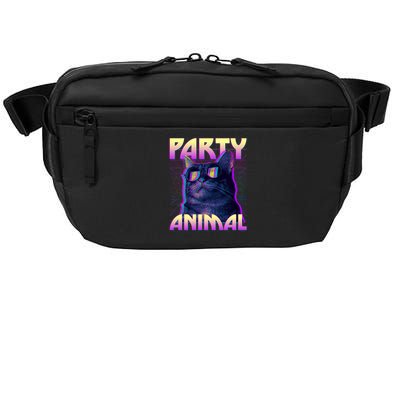 Funny Retro 80s Eighties Party Animal Cat Crossbody Pack