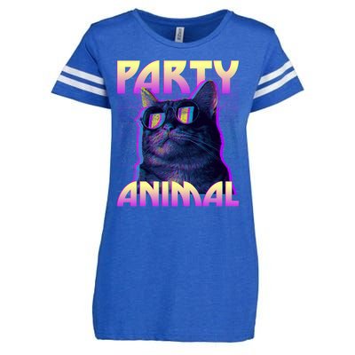 Funny Retro 80s Eighties Party Animal Cat Enza Ladies Jersey Football T-Shirt