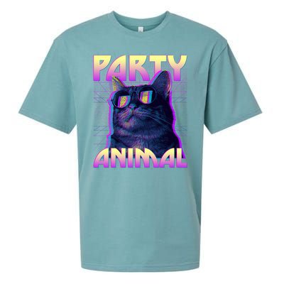 Funny Retro 80s Eighties Party Animal Cat Sueded Cloud Jersey T-Shirt