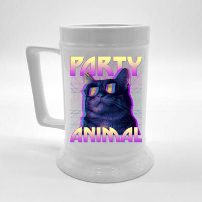 Funny Retro 80s Eighties Party Animal Cat Beer Stein