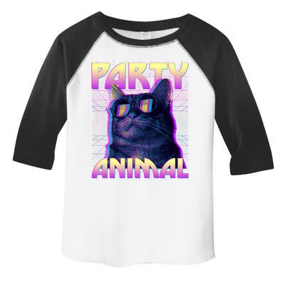 Funny Retro 80s Eighties Party Animal Cat Toddler Fine Jersey T-Shirt