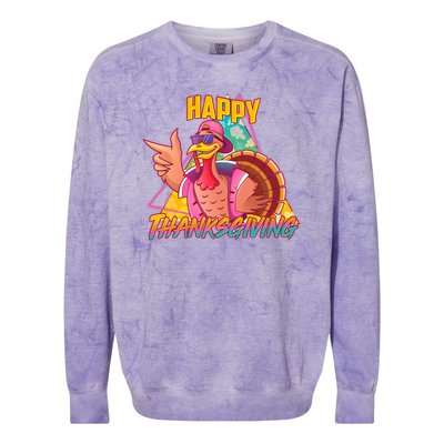 Funny Retro 80s 90s Thanksgiving Turkey Colorblast Crewneck Sweatshirt