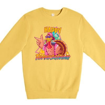 Funny Retro 80s 90s Thanksgiving Turkey Premium Crewneck Sweatshirt