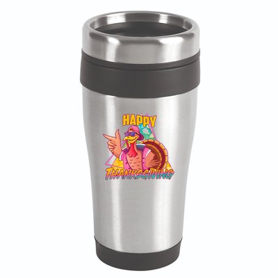 Funny Retro 80s 90s Thanksgiving Turkey 16oz Travel Tumbler