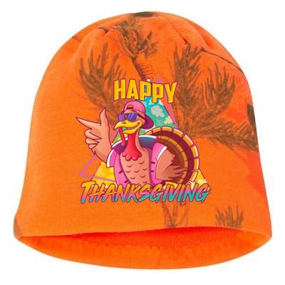 Funny Retro 80s 90s Thanksgiving Turkey Kati - Camo Knit Beanie