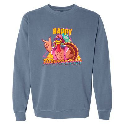 Funny Retro 80s 90s Thanksgiving Turkey Garment-Dyed Sweatshirt