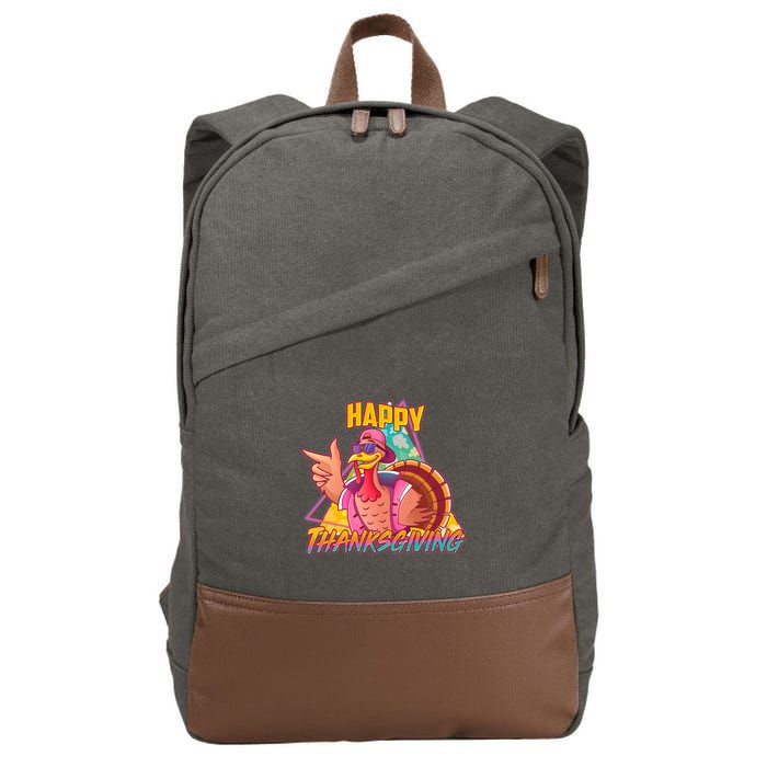 Funny Retro 80s 90s Thanksgiving Turkey Cotton Canvas Backpack