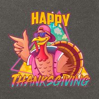 Funny Retro 80s 90s Thanksgiving Turkey Cotton Canvas Backpack