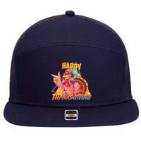 Funny Retro 80s 90s Thanksgiving Turkey 7 Panel Mesh Trucker Snapback Hat