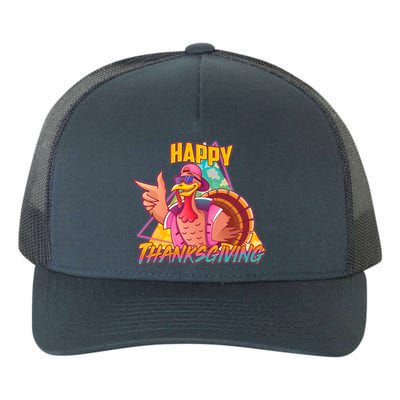 Funny Retro 80s 90s Thanksgiving Turkey Yupoong Adult 5-Panel Trucker Hat