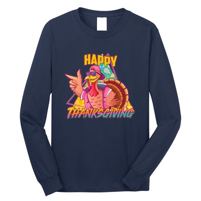 Funny Retro 80s 90s Thanksgiving Turkey Long Sleeve Shirt