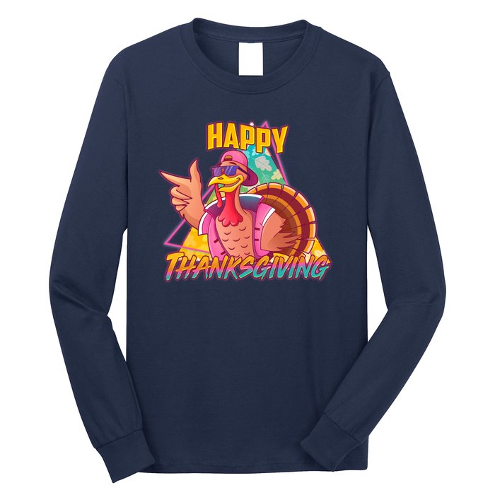 Funny Retro 80s 90s Thanksgiving Turkey Long Sleeve Shirt