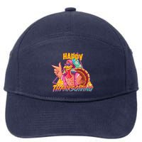 Funny Retro 80s 90s Thanksgiving Turkey 7-Panel Snapback Hat