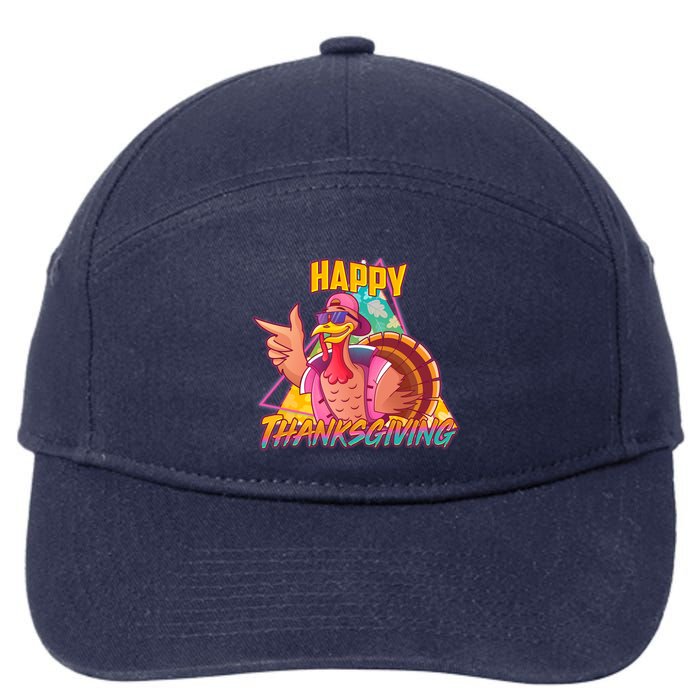 Funny Retro 80s 90s Thanksgiving Turkey 7-Panel Snapback Hat