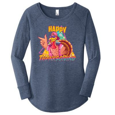 Funny Retro 80s 90s Thanksgiving Turkey Women's Perfect Tri Tunic Long Sleeve Shirt