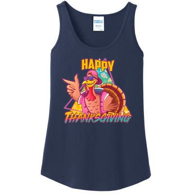 Funny Retro 80s 90s Thanksgiving Turkey Ladies Essential Tank