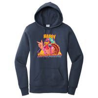 Funny Retro 80s 90s Thanksgiving Turkey Women's Pullover Hoodie