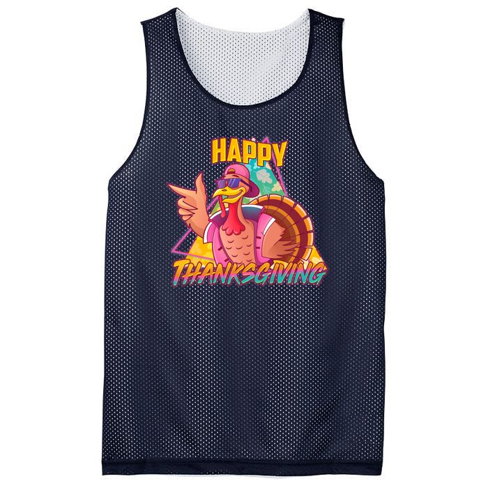 Funny Retro 80s 90s Thanksgiving Turkey Mesh Reversible Basketball Jersey Tank