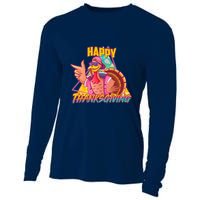 Funny Retro 80s 90s Thanksgiving Turkey Cooling Performance Long Sleeve Crew