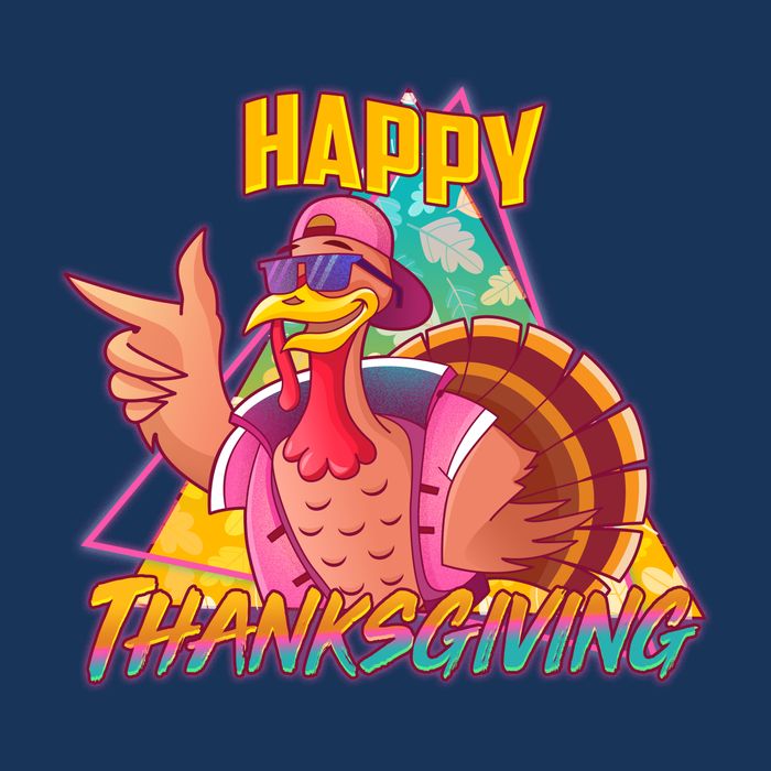 Funny Retro 80s 90s Thanksgiving Turkey Cooling Performance Long Sleeve Crew