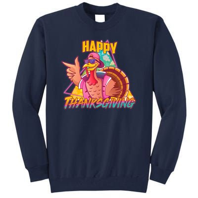 Funny Retro 80s 90s Thanksgiving Turkey Tall Sweatshirt