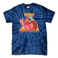 Funny Retro 80s 90s Thanksgiving Turkey Tie-Dye T-Shirt