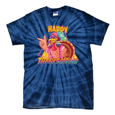 Funny Retro 80s 90s Thanksgiving Turkey Tie-Dye T-Shirt